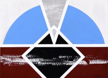 Angelo Rinaldi, astratto AR 01,acrilico su faesite, cm. 68,2 x 49,7, anno 2000