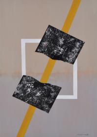 Angelo Rinaldi, astratto AR 02,acrilico su faesite, cm. 75 x 51,5, anno 2000