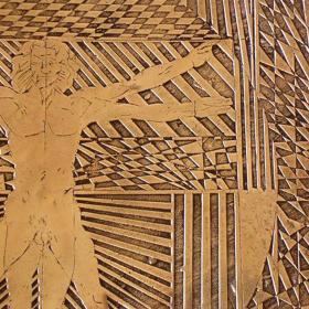  Angelo Rinaldi, Vitruvian man, scultura in bronzo a lieve stacciato con base in ottone, h. cm.50, anno 1998